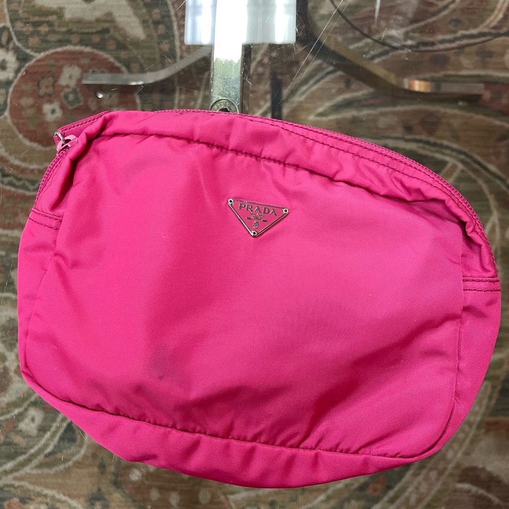 Authentic Prada hot pink cosmetics pouch
